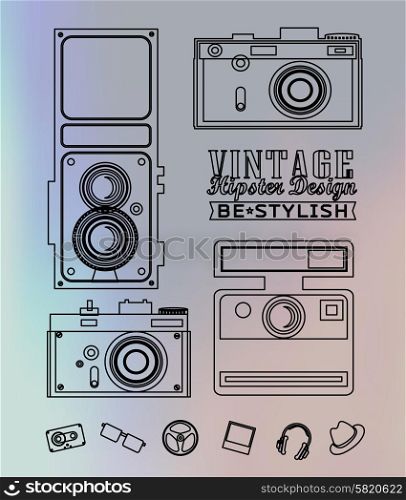 Thin line Hipster style elements and icons can be used for retro vintage website, info-graphics, banner