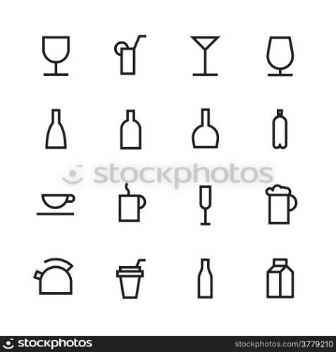 Thin Line Icons For Drinks. Vector eps10.