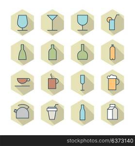 Thin Line Icons For Drinks. Vector eps10.