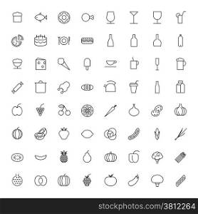 Thin Line Icons For Food and Drinks. Vector eps10.