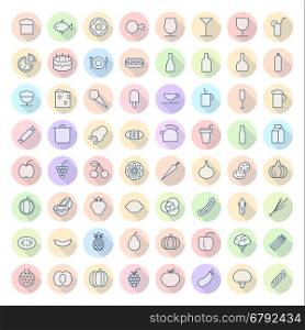 Thin Line Icons For Food and Drinks. Vector eps10.