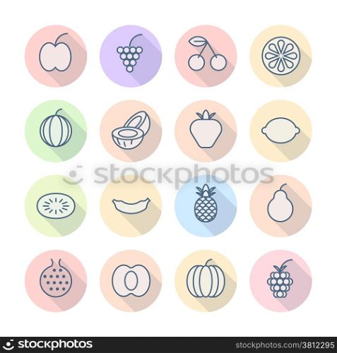 Thin Line Icons For Fruits. Vector eps10.