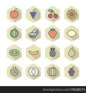 Thin Line Icons For Fruits. Vector eps10.
