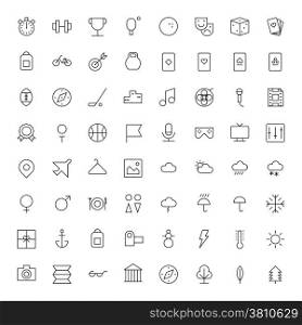 Thin Line Icons For Leisure, Sport, Travel and Weather. Vector eps10.