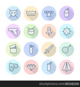 Thin Line Icons For Miscellaneous Items. Vector eps10.