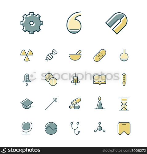 Thin line icons for science and medical. Vector illustration.