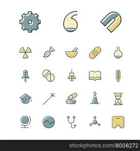 Thin line icons for science and medical. Vector illustration.