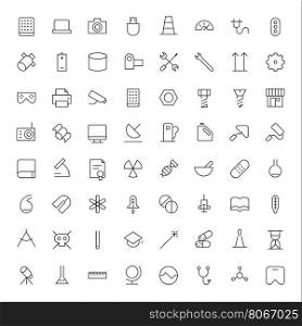 Thin Line Icons For Technology, Industry and Science. Vector eps10.
