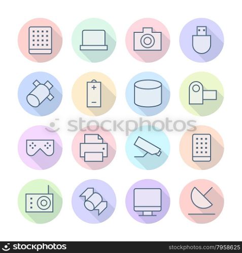 Thin Line Icons For Technology. Vector eps10.