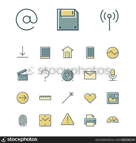 Thin line icons for user inteface and technology. Vector illustration.