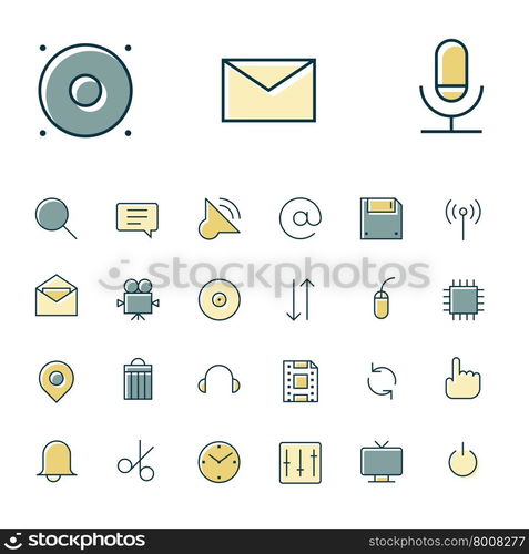 Thin line icons for user inteface and technology. Vector illustration.