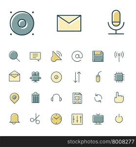 Thin line icons for user inteface and technology. Vector illustration.