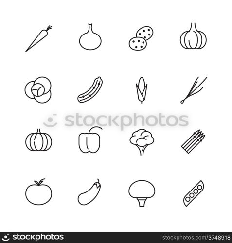 Thin Line Icons For Vegetables. Vector eps10.