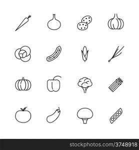 Thin Line Icons For Vegetables. Vector eps10.