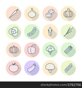 Thin Line Icons For Vegetables. Vector eps10.