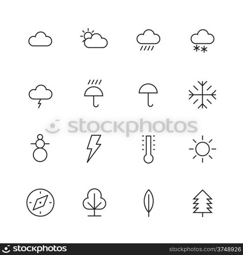 Thin Line Icons For Weather and Nature. Vector eps10.