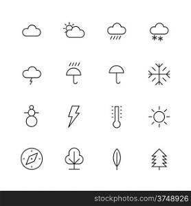 Thin Line Icons For Weather and Nature. Vector eps10.