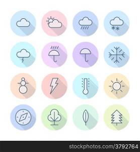 Thin Line Icons For Weather and Nature. Vector eps10.