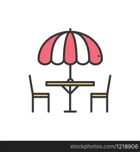 Thin line icons set. Table and chair outside. Outdoors. Silhouette street cafe, restaurant sign. Food service. Patio furniture symbol. Vector style linear icons. Isolated illustration. Object. Thin line icons set. Table and chair outside. Outdoors. Silhouette street cafe, restaurant sign. Food service. Patio furniture symbol. Vector style linear icons. Isolated flat illustration. Object