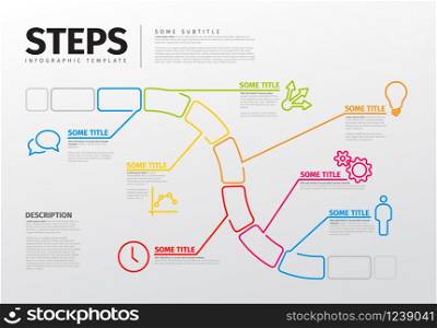 Thin line infographics template with steps / progress / timeline