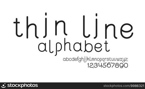 Thin line lowercase alphabet. Vector minimalistic alphabet.