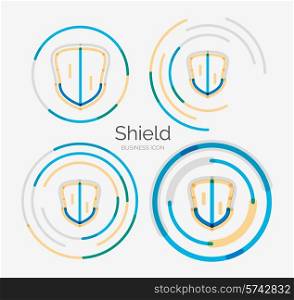 Thin line neat design logo set, clean modern concept, shield icon