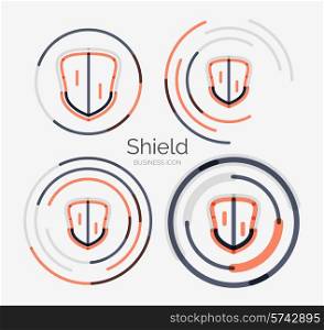 Thin line neat design logo set, clean modern concept, shield icon