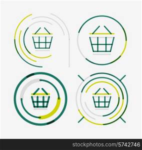 Thin line neat design logo set, clean modern concept, shopping cart icon