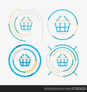 Thin line neat design logo set, clean modern concept, shopping cart icon