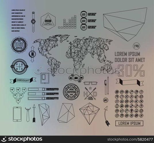 Thin linebusiness Infographics, plat elements. Options, diagram on blur landscape can be used for workflow layout, banner, step up options, number options, web template