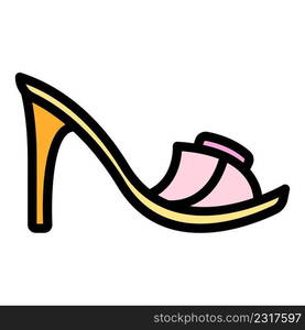 Thin sexy sandals icon. Outline thin sexy sandals vector icon color flat isolated. Thin sexy sandals icon color outline vector