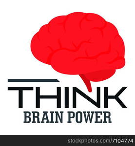 Think brain power logo. Flat illustration of think brain power vector logo for web design. Think brain power logo, flat style