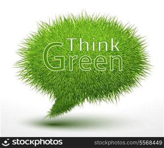 Think green concept on a green grass bubble isolated vector illustration