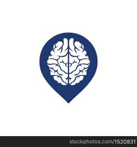Think location logo. Brain with location pin logo design.