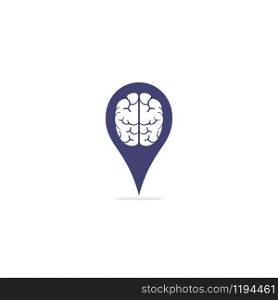 Think location logo. Brain with location pin logo design. Smart pin location maps logo design.