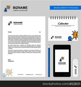 Thinking about dollar Business Letterhead, Calendar 2019 and Mobile app design vector template