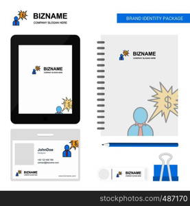 Thinking about dollar Business Logo, Tab App, Diary PVC Employee Card and USB Brand Stationary Package Design Vector Template
