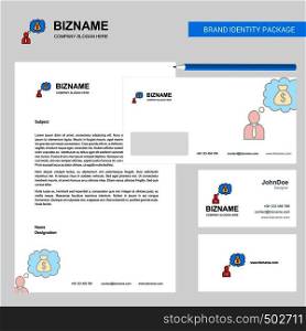 Thinking about money Business Letterhead, Envelope and visiting Card Design vector template