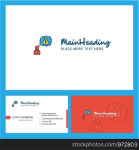 Thinking about money Logo design with Tagline & Front and Back Busienss Card Template. Vector Creative Design