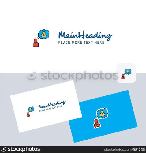 Thinking about money vector logotype with business card template. Elegant corporate identity. - Vector