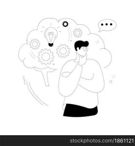 Thinking abstract concept vector illustration. Critical thinking, imagination, positive thought, brainstorming process, brain activity, finding solution, analyzing ability abstract metaphor.. Thinking abstract concept vector illustration.