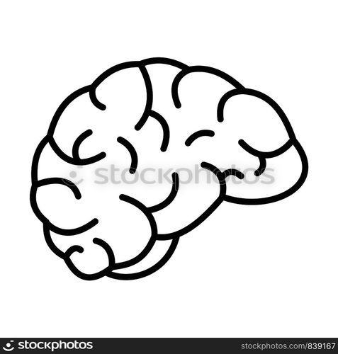 Thinking brain icon. Outline thinking brain vector icon for web design isolated on white background. Thinking brain icon, outline style