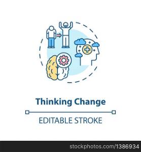 Thinking change concept icon. Personal improvement, emotional growth idea thin line illustration. Positive attitude, optimistic mindset. Vector isolated outline RGB color drawing. Editable stroke. Thinking change concept icon