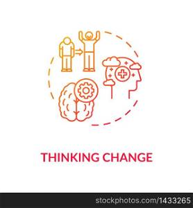 Thinking change concept icon. Personal improvement, emotional growth idea thin line illustration. Positive attitude, optimistic mindset. Vector isolated outline RGB color drawing. Thinking change concept icon