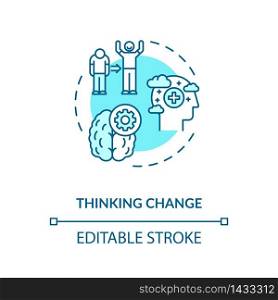 Thinking change concept icon. Personal improvement, emotional growth idea thin line illustration. Positivity, cognitive behavioral therapy. Vector isolated outline RGB color drawing. Editable stroke. Thinking change concept icon