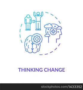Thinking change concept icon. Personal improvement, emotional growth idea thin line illustration. Positivity, cognitive behavioral therapy. Vector isolated outline RGB color drawing. Thinking change concept icon