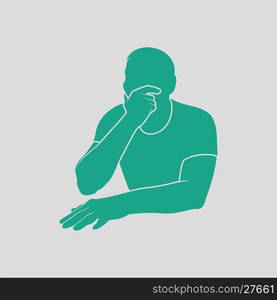 Thinking man icon. Gray background with green. Vector illustration.