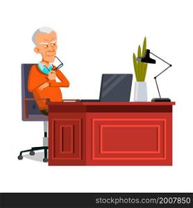 Thinking old man person. Age grandfather. vector character flat cartoon Illustration. Thinking old man person vector
