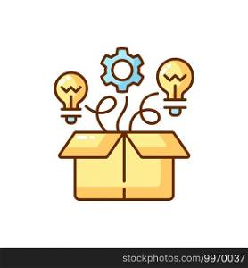 Thinking outside the box RGB color icon. Creativity development. Think differently, unconventionally, or from a new perspective. Creative thinking skills. Isolated vector illustration. Thinking outside the box RGB color icon