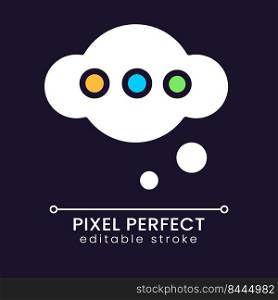 Thinking pixel perfect RGB color icon for dark theme. Idea generation. Invention and creativity. Simple filled line drawing on night mode background. Editable stroke. Poppins font used. Thinking pixel perfect RGB color icon for dark theme